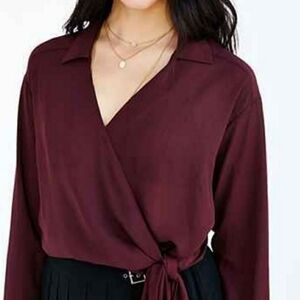 Lucca side tie surplice small top purple blouse top
